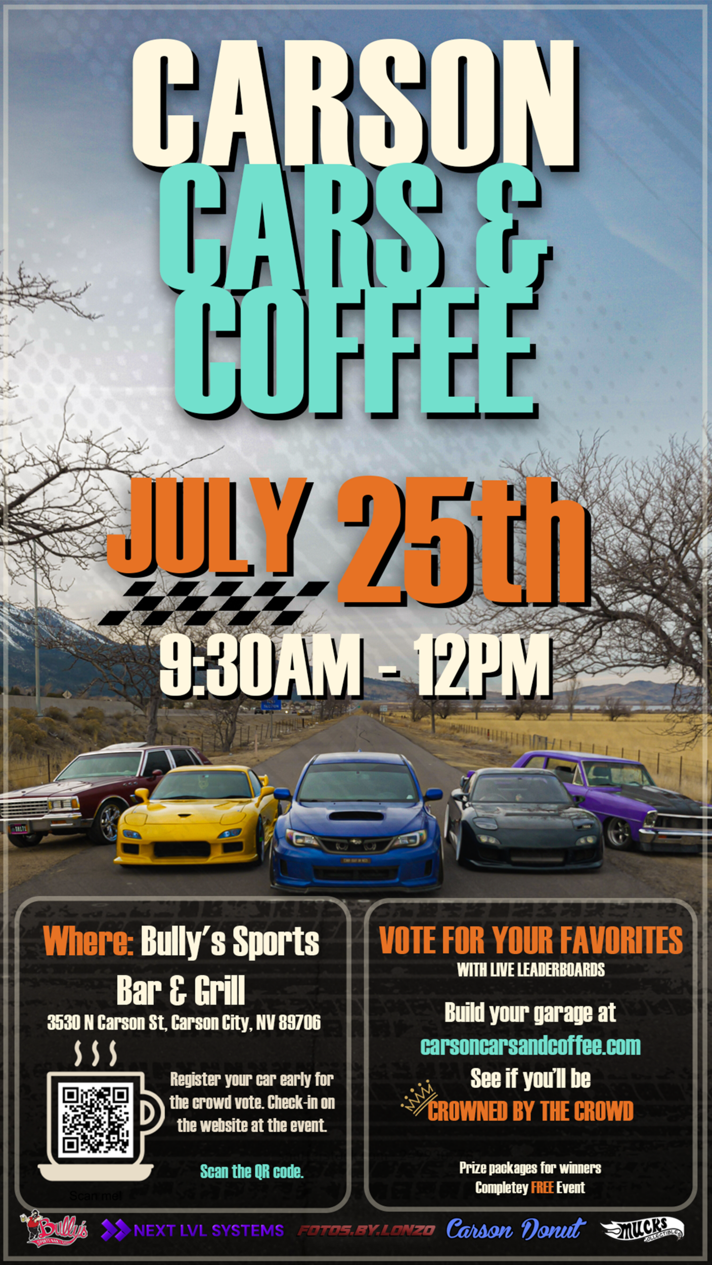 Carson Cars & Coffee – July Meet event flyer